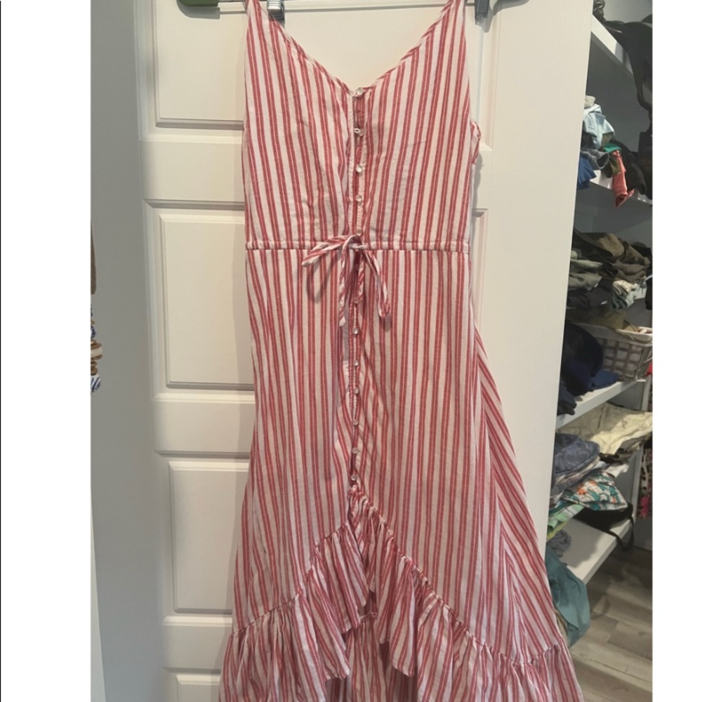 Women’s Favlux sz M dress ruffles country style pinstripe adorable L@@K